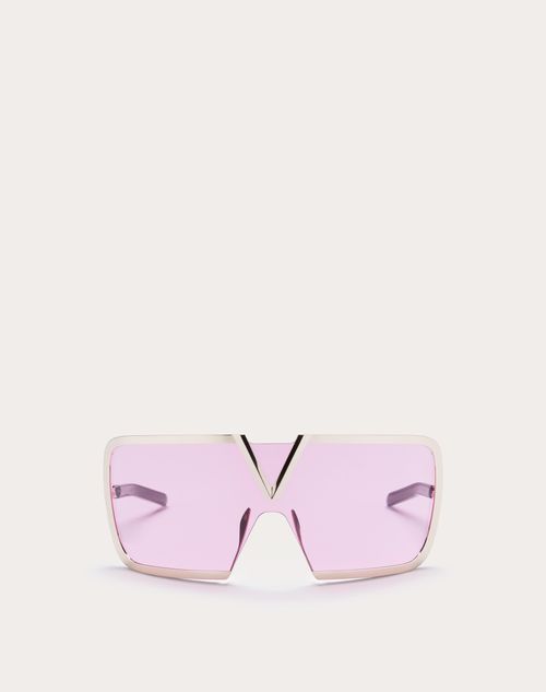 Valentino - Charakteristische Oversized V - Romask Maskenbrille - Gold/rosa - Unisex - Sonnenbrillen