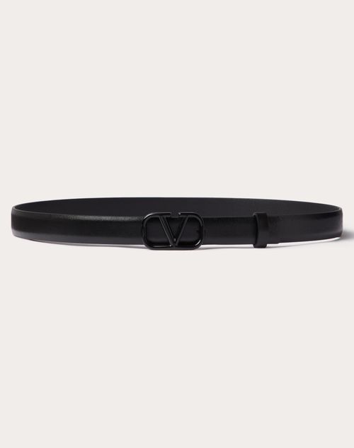 Valentino Garavani - Cinturón De Cuero De Becerro Brilloso Con El Vlogo Signature De 20 mm - Negro - Mujer - Cinturones
