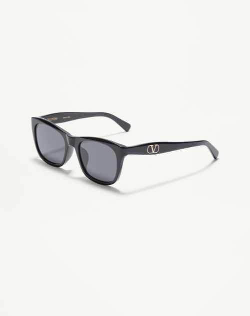Valentino - Rectangular Acetate Eyewear - Black/gray - Unisex - Eyewear