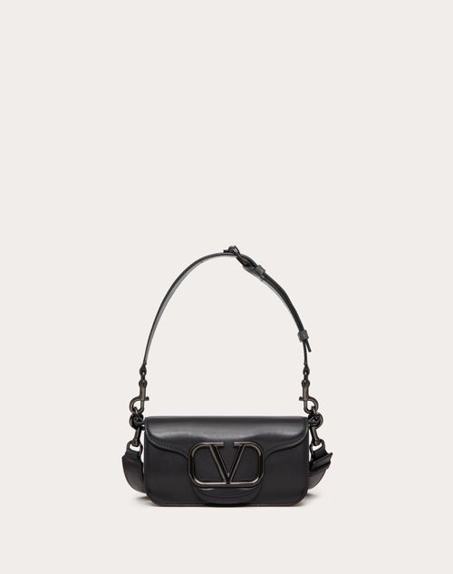 Mini Locò Crossbody Calfskin Bag Man in Black | Valentino US