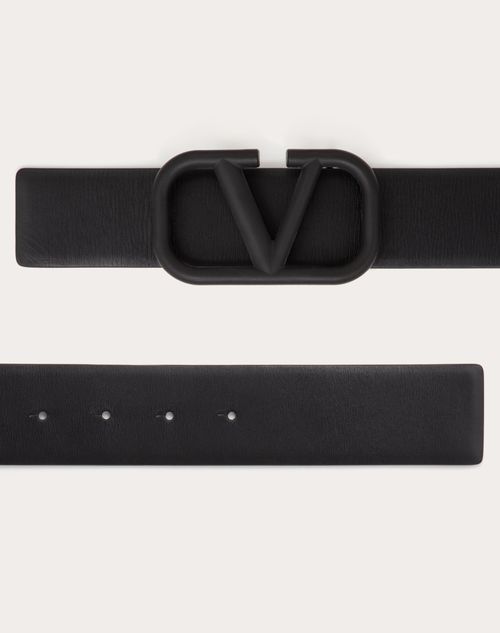 Valentino Garavani Vlogo Signature Calfskin Belt 30 mm Man Black 110