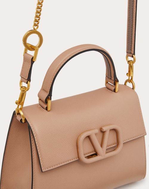 Small Vsling Grainy Calfskin Handbag for Woman in Black