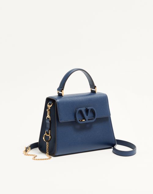 Valentino Garavani - Valentino Garavani Vsling Small Handbag In Grainy Calfskin - Blue - Woman - Top Handle Bags