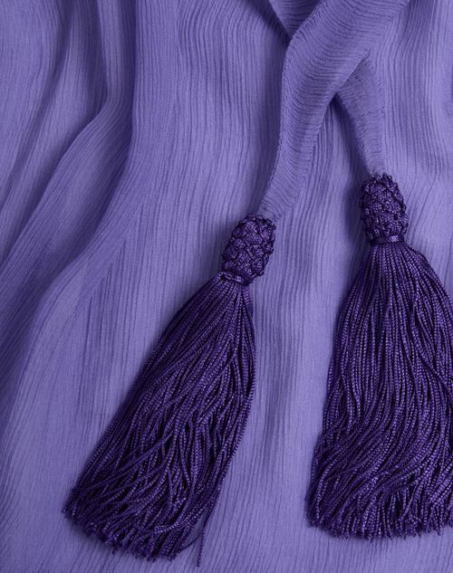 Valentino - Chiffon Creponne Top - Lilac - Woman - Shirts & Tops