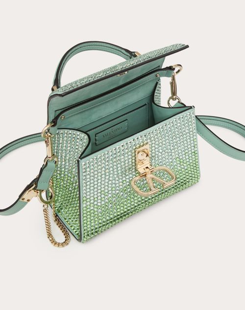 Mini Vsling Handbag With Rhinestones for Woman in Aquamarine