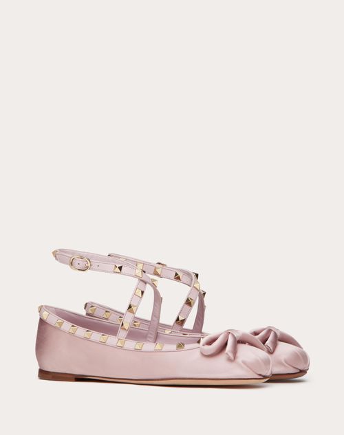 Valentino Garavani - Rockstud Satin Ballerina - Water Lilac - Woman - Ballerinas