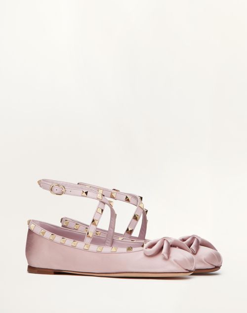 Valentino Garavani - Ballerina Rockstud De Satén - Water Lilac - Mujer - Bailarinas