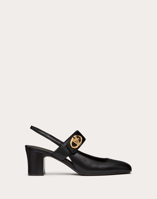 Valentino Garavani - Vlogo Locker Mary-jane Slingback Pumps In Calfskin 60mm - Black - Woman - Pumps