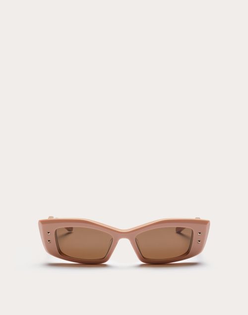 Valentino - V -rectangular Acetate  - Nude/dark Brown - Woman - Man