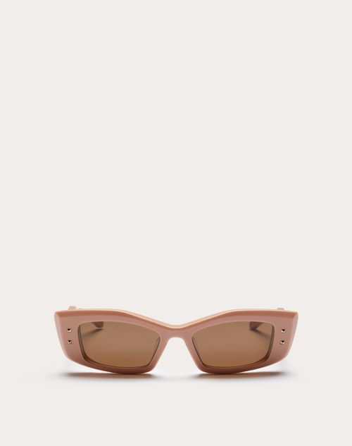 Valentino - V -rectangular Acetate  - Nude/dark Brown - Woman - Gifts For Her