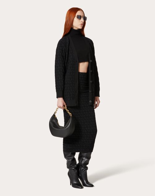 Valentino Garavani - Small Vlogo Moon Hobo Bag In Grainy Calfskin With Chain - Black - Woman - Shoulder Bags
