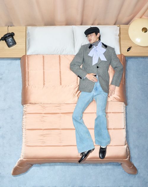 Valentino - Valentino Cotton Poplin Shirt With Scarf Collar And Vlogo Embroidery - Azure/white - Man - Shirts