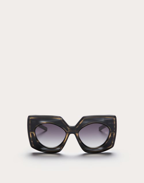 Valentino - Marco Cuadrado Extragrande V - Soul De Acetato Butterfly - Negro - Mujer - Gafas De Sol