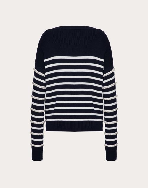 Valentino - Embroidered Wool Sweater - Navy - Woman - Knitwear