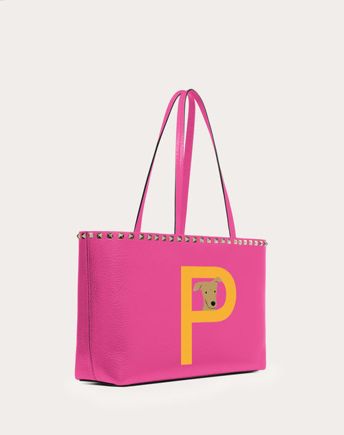 Valentino Garavani - Valentino Garavani Rockstud Pet Customizable Small Tote Bag - Sheer Fuchsia/sunflower - Woman - Rockstud Pet - Bags