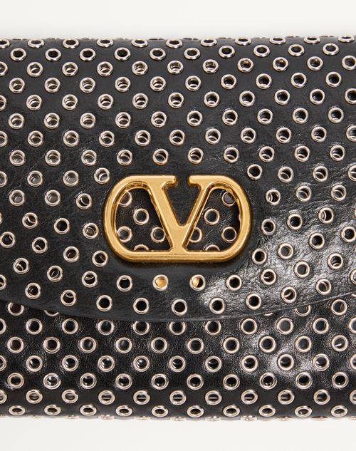 Valentino Garavani - Valentino Garavani Devain Small Shoulder Bag With Eyelets - Black - Woman - Shoulder Bags