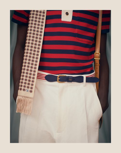 Cotton Polo Shirt for Man in Red/indigo | Valentino US Cotton Polo Shirt for Man in Red/indigo | Valentino US