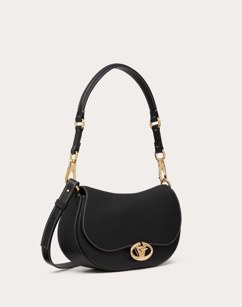 Valentino Garavani - Petit Sac Porté Épaule Valentino Garavani Ohval En Cuir De Veau Nappa - Noir - Femme - Sacs Porté Épaule