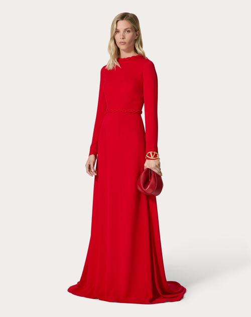 Valentino - Abendkleid Aus Double Georgette - Rot - Frau - Neuheiten