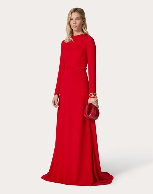 Valentino - Abito Da Sera In Georgette Double - Rosso - Donna - Abiti