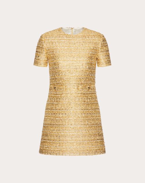 Valentino - Gold Tweed Pailettes Short Dress - Gold - Woman - Short