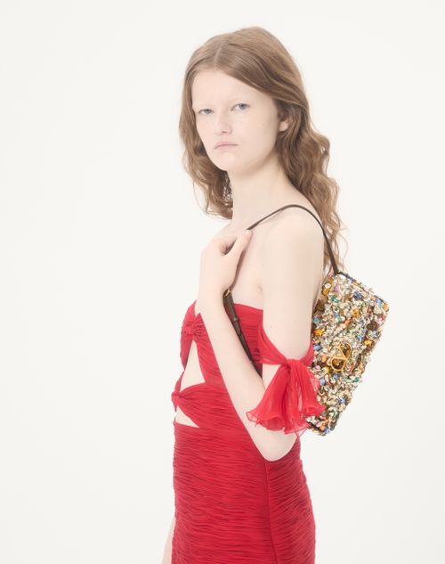 Valentino Garavani - Valentino Garavani Devain Embroidered Small Shoulder Bag - Multicolour - Woman - Shoulder Bags