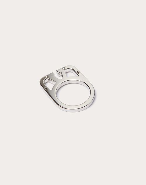 Valentino Garavani - Vlogo Type Metal Ring - Palladium - Man - Jewellery