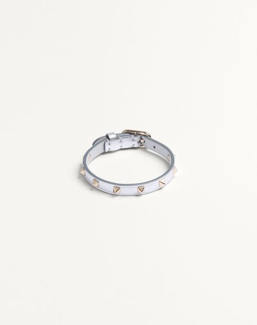 Valentino Garavani - Valentino Rockstud Laminated Leather Bracelet - Silver - Woman - Jewelry