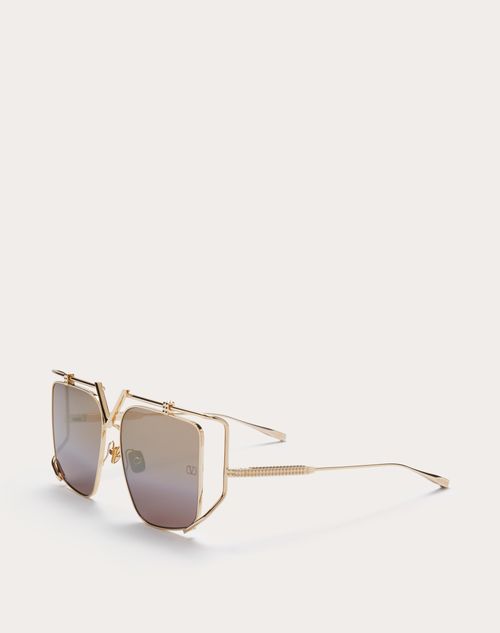 Valentino - V - Light Oversized Squared Titanium Frame - Brown - Unisex - Akony Eyewear - Accessories