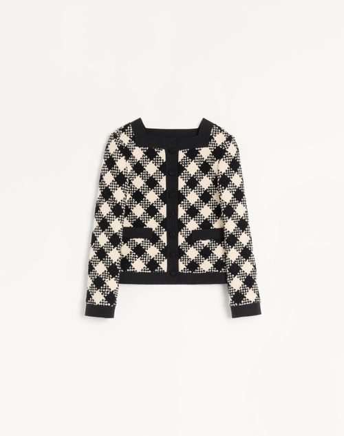 Valentino - Damier Tweed Jacket - Butter/black - Woman - Jackets And Blazers