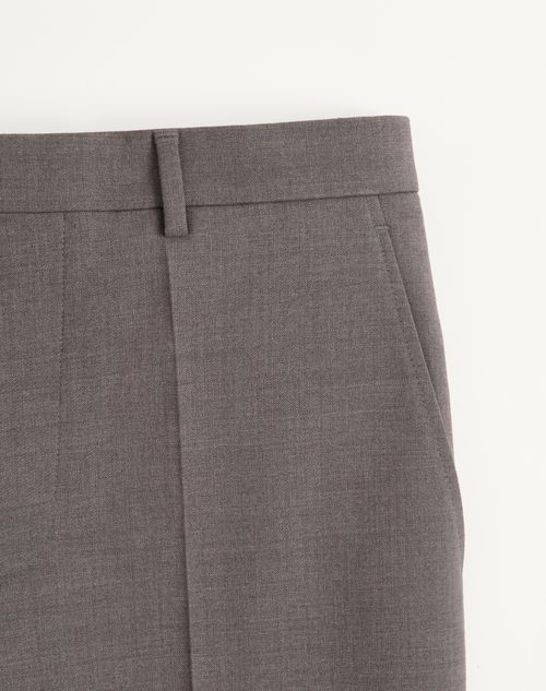 Valentino - Valentino Trousers In Diagonal Melange Wool With Pressed Pleats - Dark Grey - Man - Trousers And Shorts