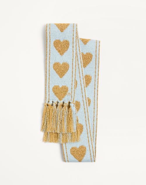 Valentino Garavani - Antibes Scarf With Metallic Fiber - Sky Blue/gold - Woman - Soft Accessories
