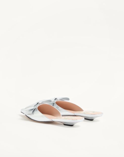 Valentino Garavani - Bowow Mule In Laminated Nappa 20mm - Silver - Woman - Ballerinas