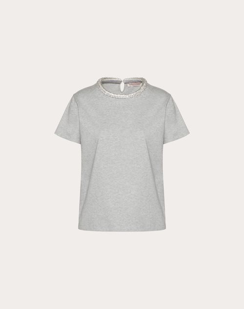 Red Valentino T-SHIRT IN JERSEY RICAMATA