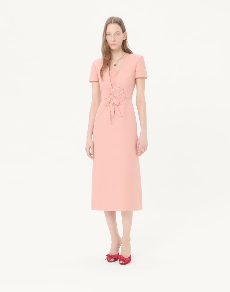 Valentino Embroidered Crepe Couture Midi Dress Woman Pink 36