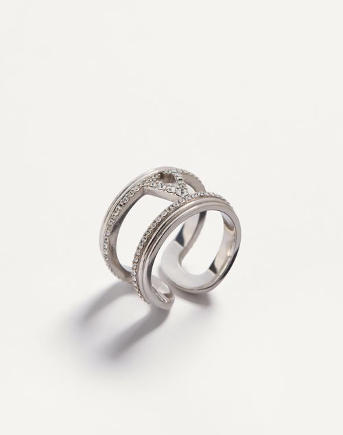 Valentino Garavani - Ovalette Metal And Swarovski® Crystal Ring - Rhodium - Woman - Jewelry