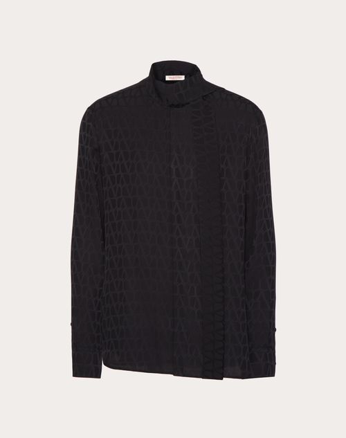 Valentino - Camisa De Seda Con Cuello Estilo Chal Y Diseño Toile Iconographe En Toda La Prenda - Negro - Hombre - Camisas