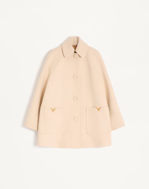 Valentino - Wool Drap Peacoat - Birch - Woman - Coats And Outerwear