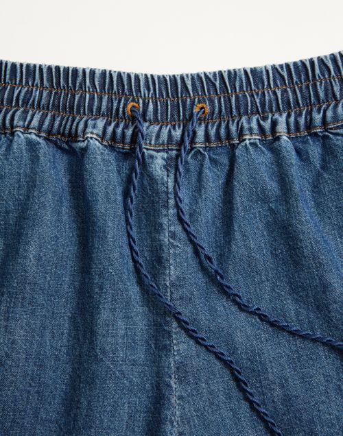 Valentino - Short En Denim Chambray - Bleu - Femme - Denim
