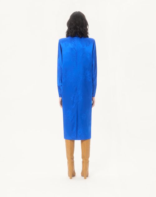 Valentino - Midi Dress In Shiny-matte Flowerism Sunflowers Jacquard - Cobalt - Woman - Dresses