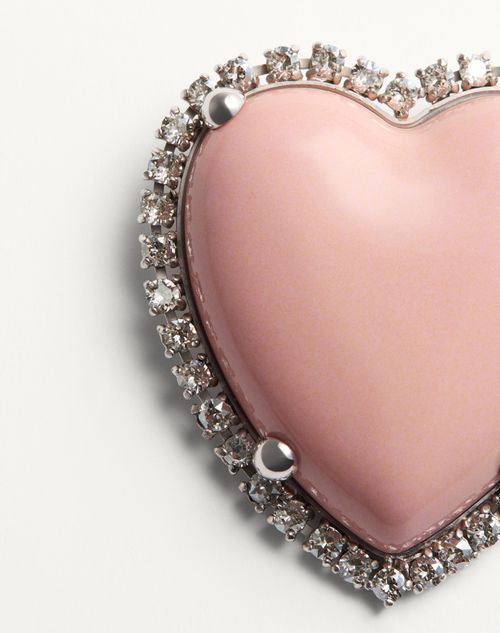 Valentino Garavani - Coeur Hyperbole Brooch In Metal, Resin And Swarovski® Crystals - Palladium/pink - Woman - Fashion Jewelry