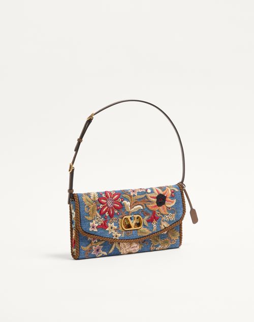 Valentino Garavani - 발렌티노 가라바니 드베인 엠브로이더리 데님 스몰 숄더백 - 데님/멀티컬러 - 여성 - 숄더백