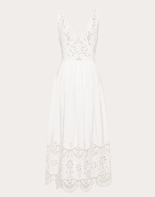 Valentino - Valentino Popeline Broderie Dress - White - Woman - Woman Ready To Wear Sale