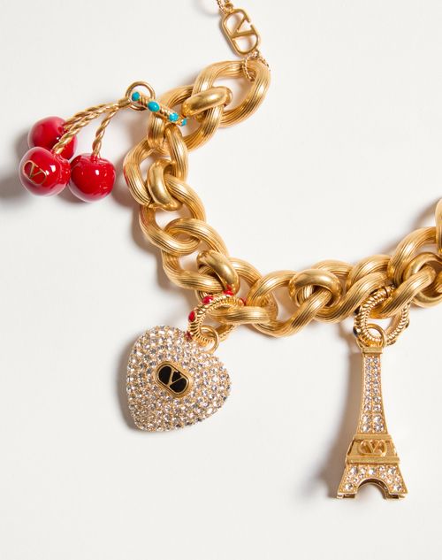 Valentino Garavani - Chez Valentino Bracelet In Metal, Enamel And Swarovski® Crystals - Antique Brass - Woman - Jewellery