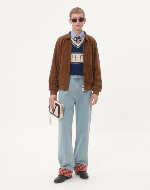 Valentino - Suede Jacket - Brown - Man - Outerwear