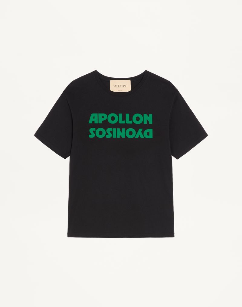 T-shirt Coton Imprimé Apollon/Dyonisos Noir/Vert — Valentino