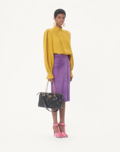 Valentino Garavani - Valentino Garavani Panthea Shoulder Bag In Nappa Leather With Chevron Pattern - Black - Woman - Shoulder Bags