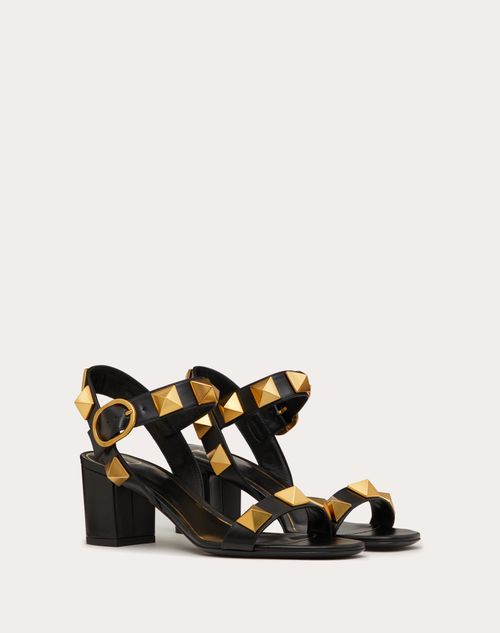 Valentino Garavani - Sandalias Roman Stud De Piel De Becerro Con Tacón De 60 mm - Negro - Mujer - Roman Stud Sandals - Shoes