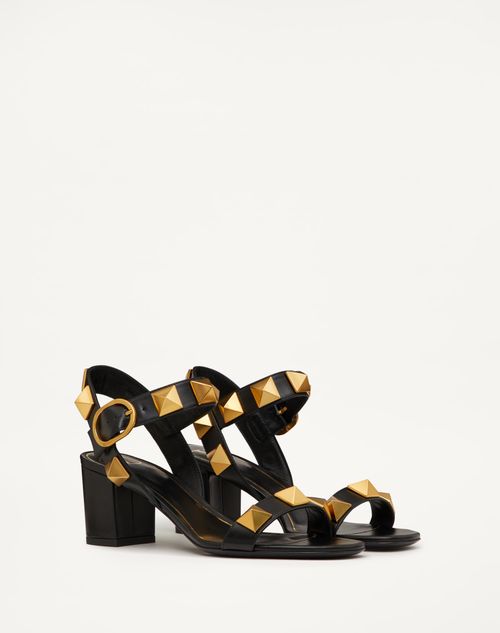 Valentino Garavani - Sandales Roman Stud En Cuir De Veau. Talon : 60 mm - Noir - Femme - Roman Stud Sandals - Shoes