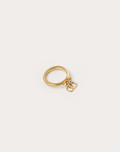 Valentino Garavani - Mini Vlogo Signature Metal Ring With Swarovski® Crystals - Gold - Woman - Woman View All